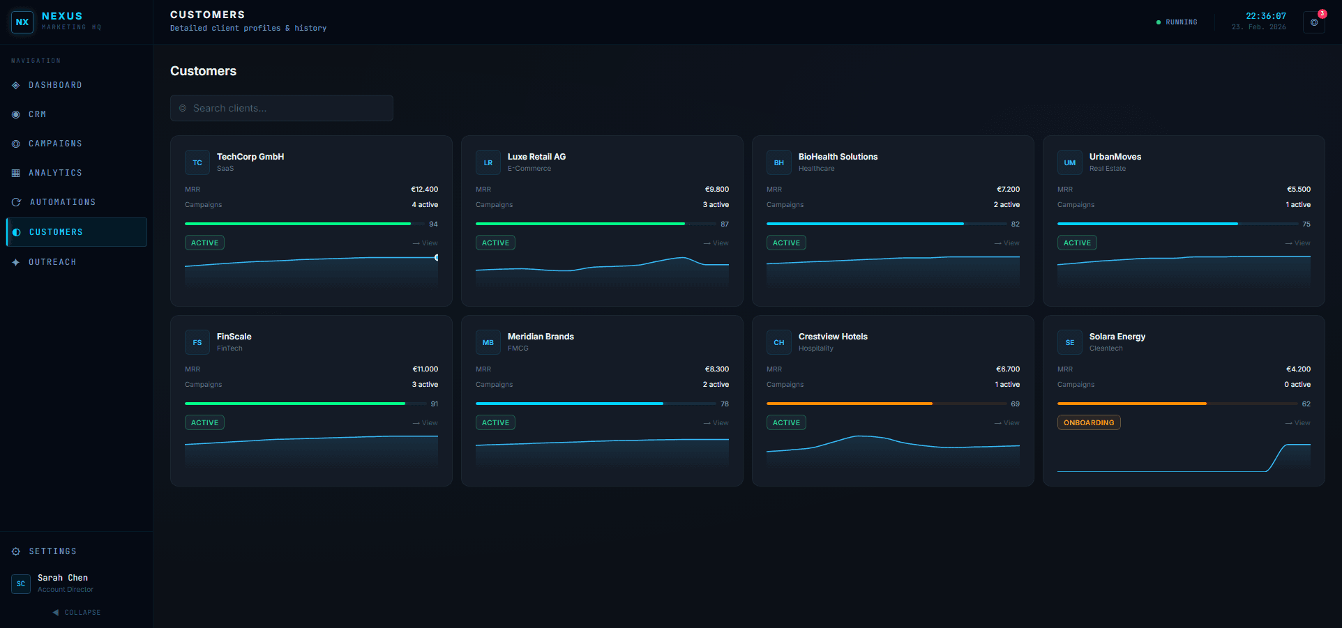 NEXUS Customers view